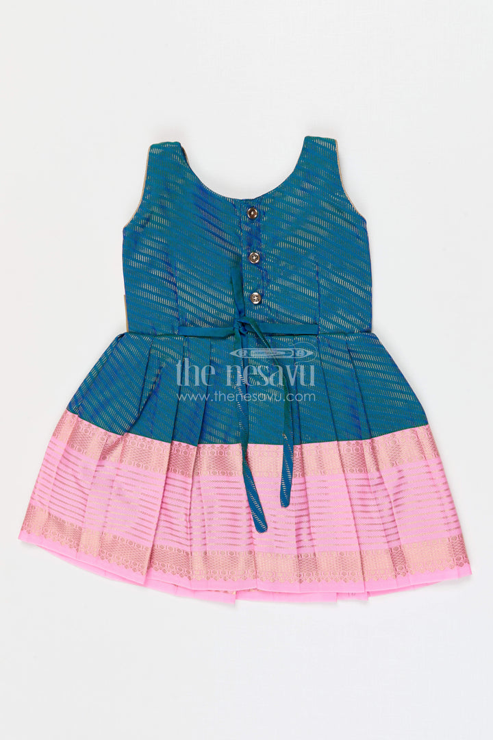 The Nesavu Girls Kanchi Silk Frock Girls Bridesmaid Silk Frock for Wedding Celebrations Nesavu Nesavu Girls Bridesmaid Kanchivaram Silk Frock For Weddings Receptions And Festive Functions