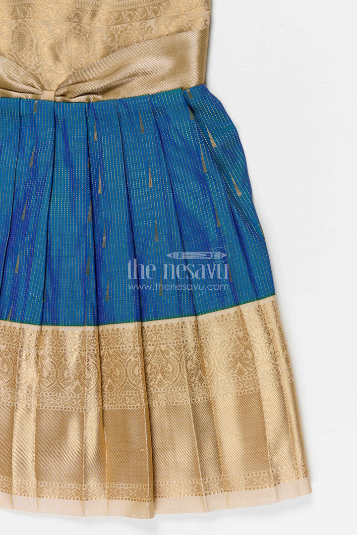 The Nesavu Girls Kanchi Silk Frock Girls Bridesmaid Silk Frock for Weddings and Receptions Nesavu Nesavu Girls Bridesmaid Kanchivaram Silk Frock For Weddings Receptions And Festive Celebrations