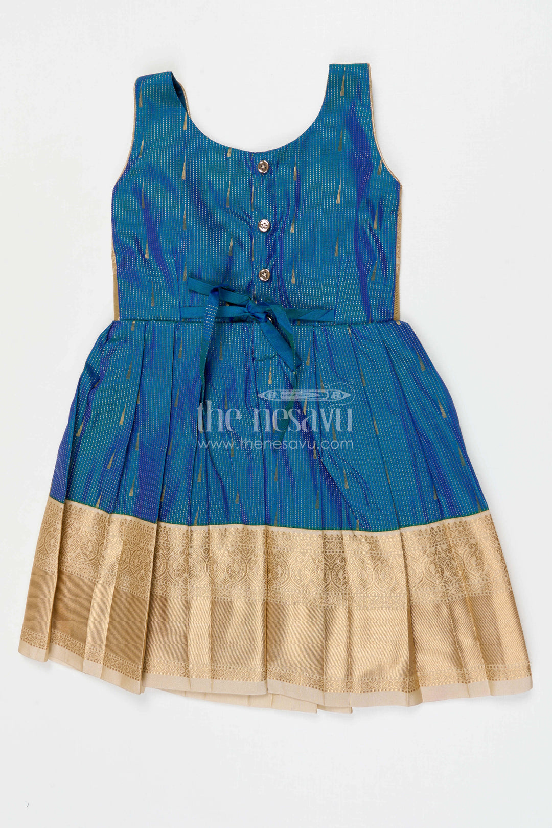The Nesavu Girls Kanchi Silk Frock Girls Bridesmaid Silk Frock for Weddings and Receptions Nesavu Nesavu Girls Bridesmaid Kanchivaram Silk Frock For Weddings Receptions And Festive Celebrations
