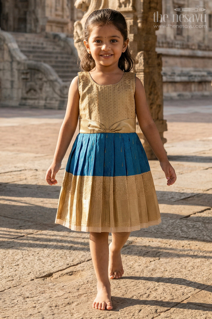 The Nesavu Girls Kanchi Silk Frock Girls Bridesmaid Silk Frock for Weddings and Receptions Nesavu Nesavu Girls Bridesmaid Kanchivaram Silk Frock For Weddings Receptions And Festive Celebrations
