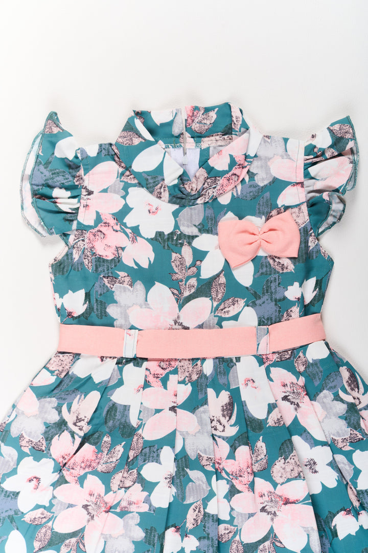 The Nesavu Girls Cotton Frock Girls Casual Chiffon Maxi Dress with Floral Print and Bow Detail Nesavu Girls Casual Chiffon Maxi Dress Floral Print Bow | The Nesavu