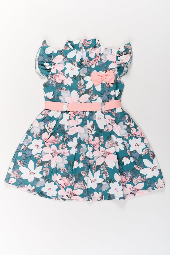 The Nesavu Girls Cotton Frock Girls Casual Chiffon Maxi Dress with Floral Print and Bow Detail Nesavu Girls Casual Chiffon Maxi Dress Floral Print Bow | The Nesavu