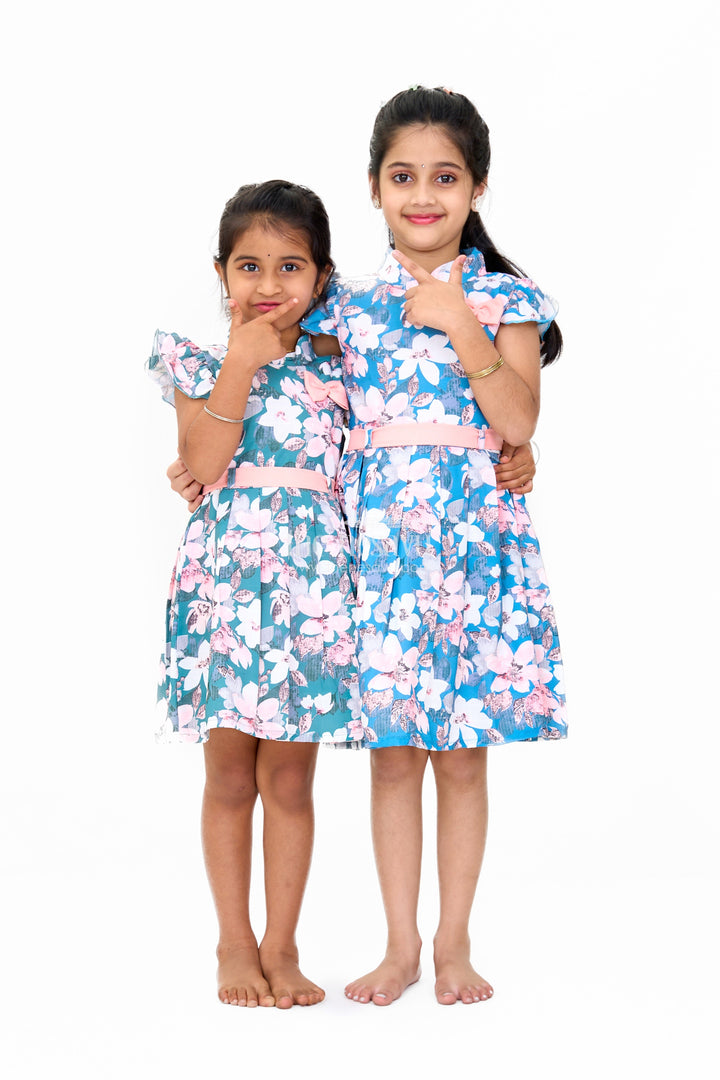 The Nesavu Girls Cotton Frock Girls Casual Chiffon Maxi Dress with Floral Print and Bow Detail Nesavu Girls Casual Chiffon Maxi Dress Floral Print Bow | The Nesavu