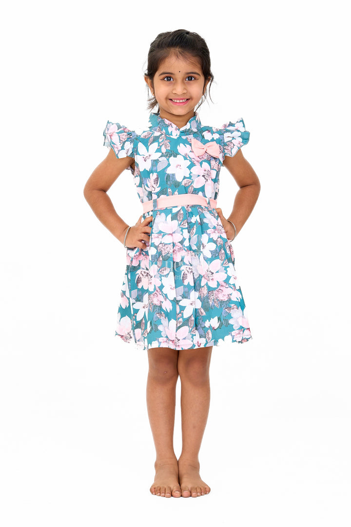 The Nesavu Girls Cotton Frock Girls Casual Chiffon Maxi Dress with Floral Print and Bow Detail Nesavu Girls Casual Chiffon Maxi Dress Floral Print Bow | The Nesavu