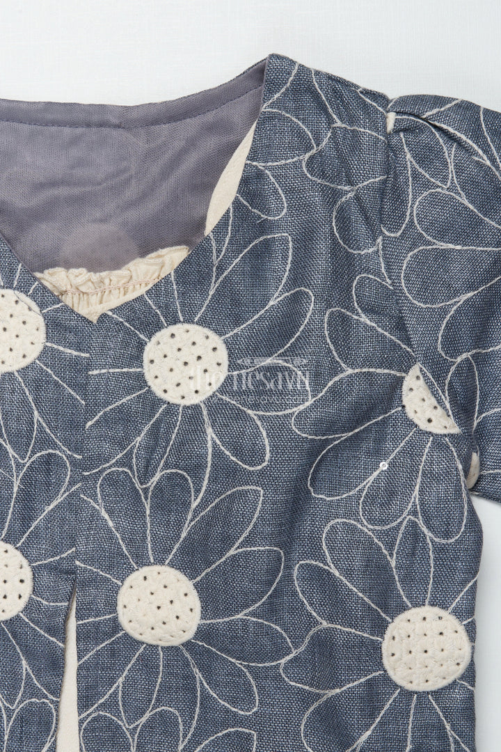 The Nesavu Girls Casual Set Girls Casual Co-Ord Set for Outings and Playdates Nesavu Nesavu girls cotton co-ord set embroidered shrug casual outings playdates