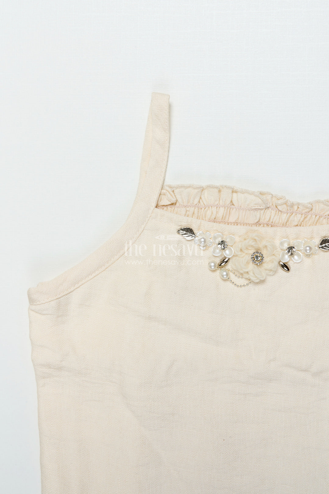 The Nesavu Girls Casual Set Girls Casual Co-Ord Set for Outings and Playdates Nesavu Nesavu girls cotton co-ord set embroidered shrug casual outings playdates