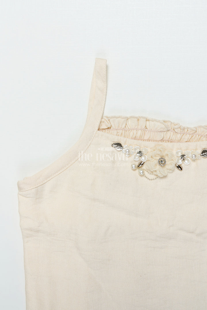 The Nesavu Girls Casual Set Girls Casual Co-Ord Set for Outings and Playdates Nesavu Nesavu girls cotton co-ord set embroidered shrug casual outings playdates