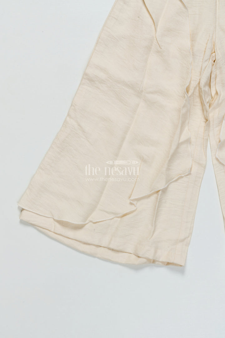 The Nesavu Girls Casual Set Girls Casual Co-Ord Set for Outings and Playdates Nesavu Nesavu girls cotton co-ord set embroidered shrug casual outings playdates