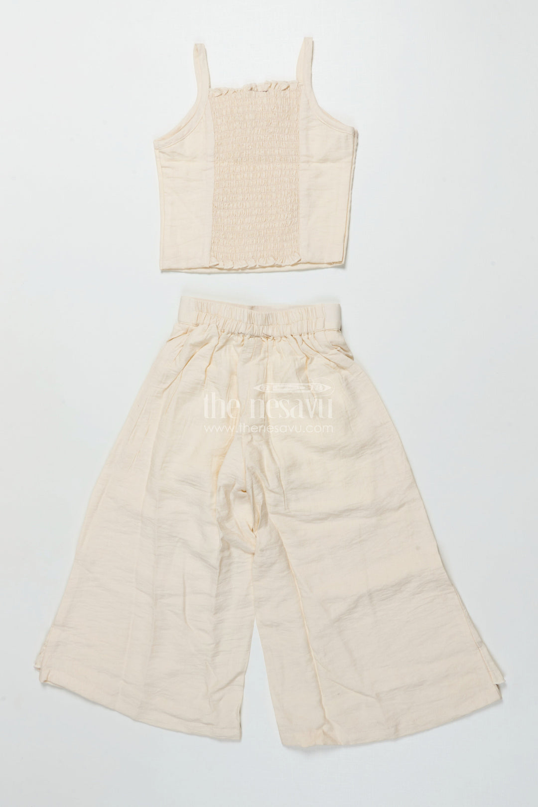 The Nesavu Girls Casual Set Girls Casual Co-Ord Set for Outings and Playdates Nesavu Nesavu girls cotton co-ord set embroidered shrug casual outings playdates