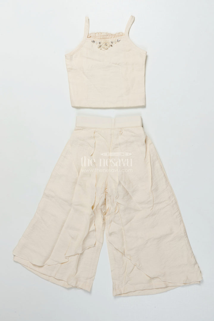 The Nesavu Girls Casual Set Girls Casual Co-Ord Set for Outings and Playdates Nesavu Nesavu girls cotton co-ord set embroidered shrug casual outings playdates