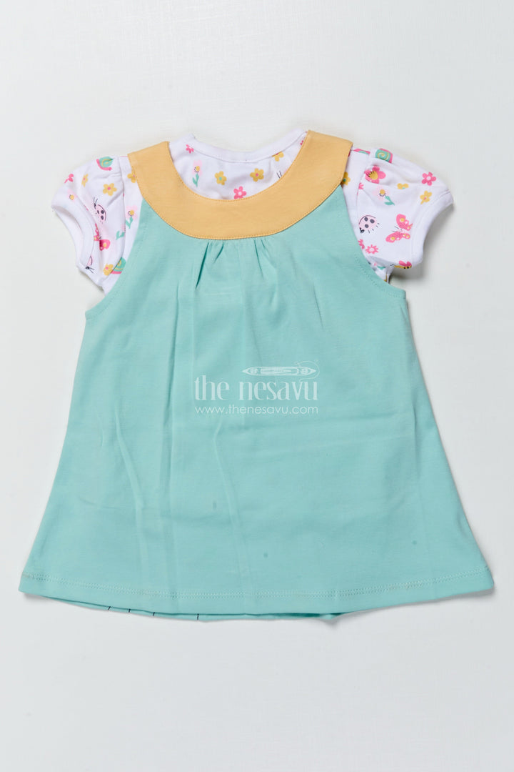The Nesavu Girls Casual Set Girls Casual Cotton Dress Set with Bear Embroidery for Everyday Wear Nesavu Nesavu girls cotton casual dress bear embroidery printed tee  perfect everyday comfort