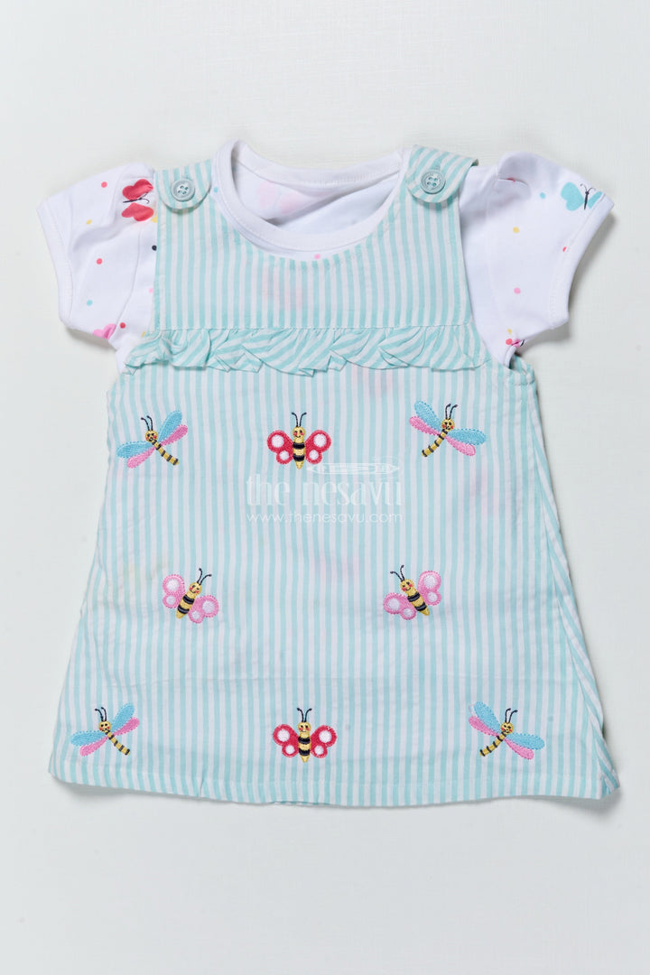 The Nesavu Girls Casual Set Girls Casual Cotton Dress Set with Thread Embroidery for Everyday Wear Nesavu 16 (1Y) / Blue BFJ874A-16 Nesavu girls casual cotton dress set thread embroidery  ideal everyday comfort style