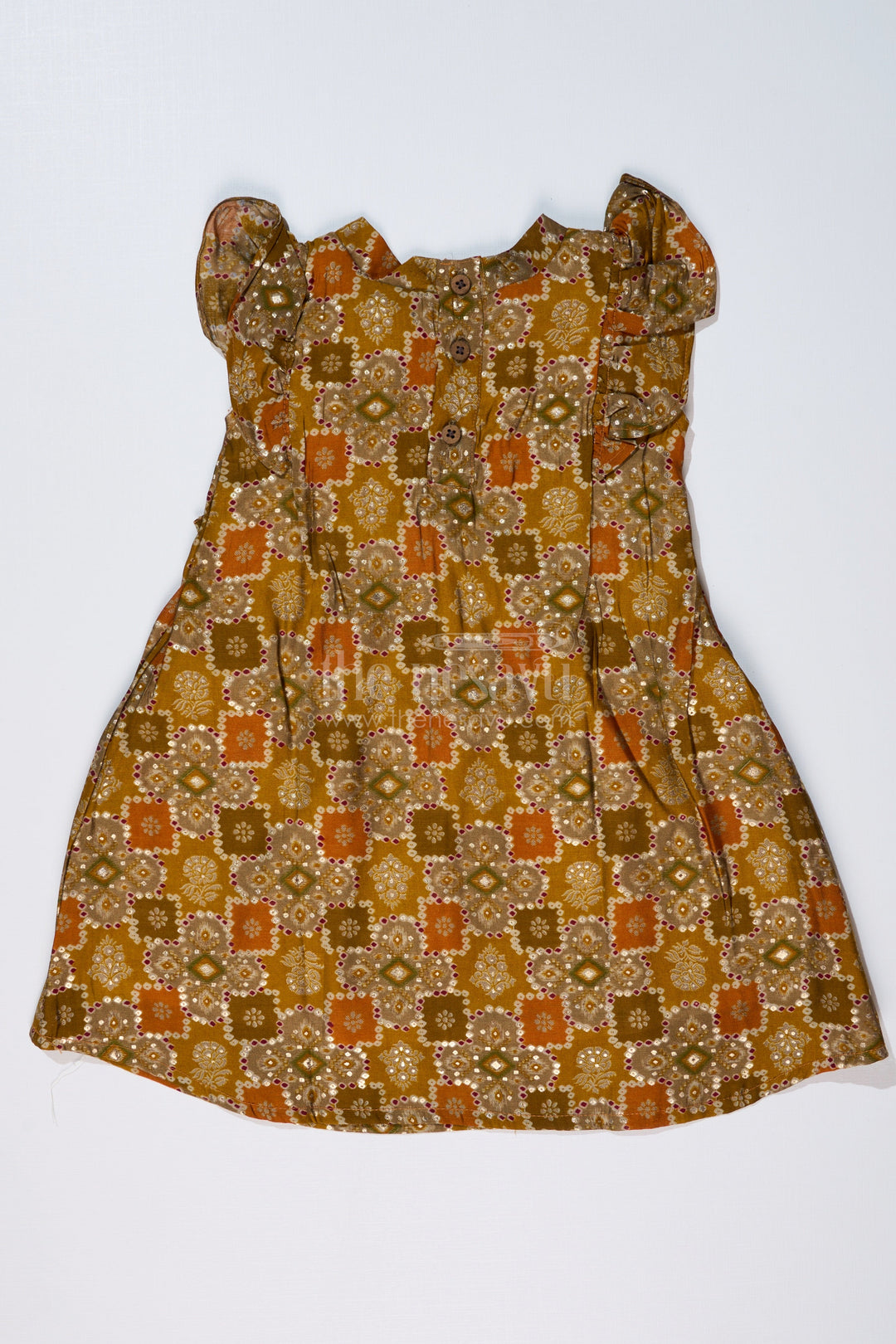 The Nesavu Girls Cotton Frock Girls Casual Frock in Muslin Silk with Elegant Bow and Pleated Design Nesavu Nesavu Girls Casual Frock Muslin Silk Elegant Bow Pleated Design