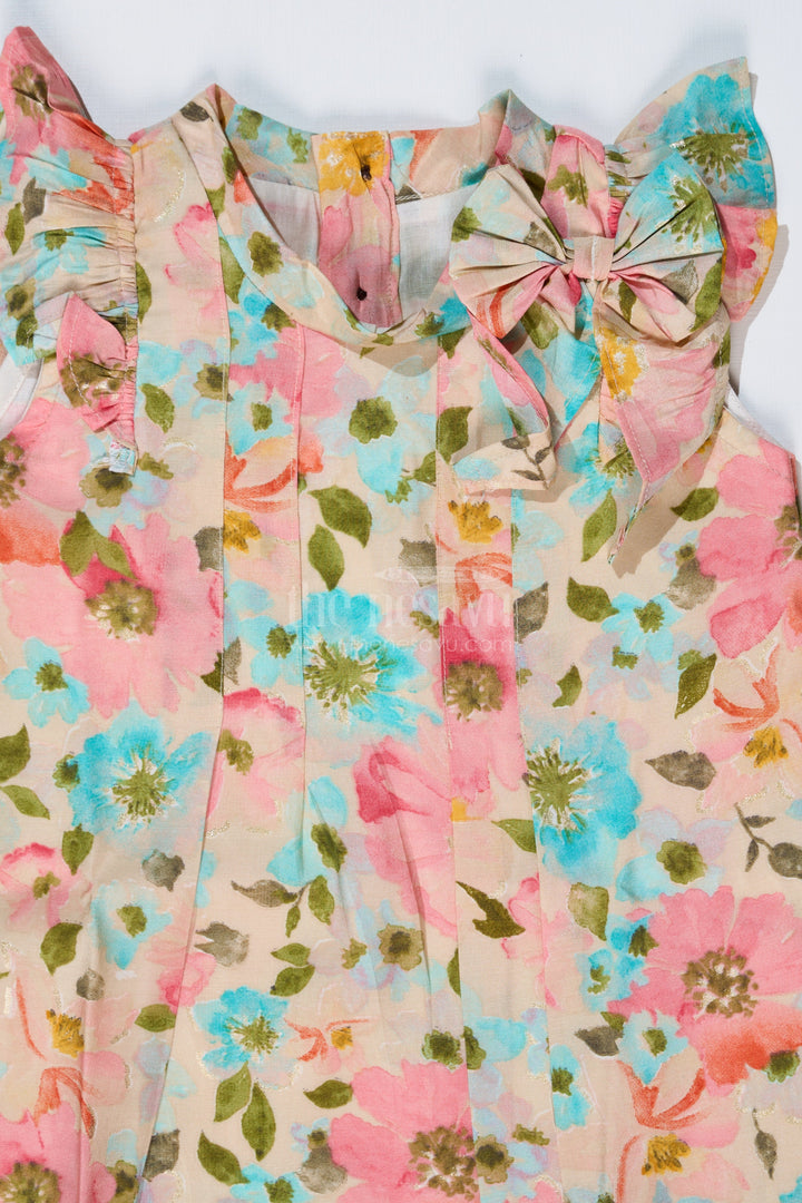 The Nesavu Girls Cotton Frock Girls Casual Frocks in Muslin Silk with Soft Floral Print and Stylish Bow Nesavu Girls Casual Frocks Muslin Silk Soft Floral Print Stylish Bow | The Nesavu