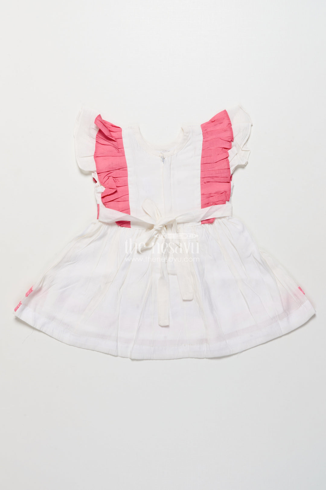 The Nesavu Girls Chanderi Frock Girls Chanderi Cotton Frock with Lamb Embroidery for Birthday Events Nesavu Nesavu girls Chanderi cotton frock lamb embroidery  perfect birthdays parties