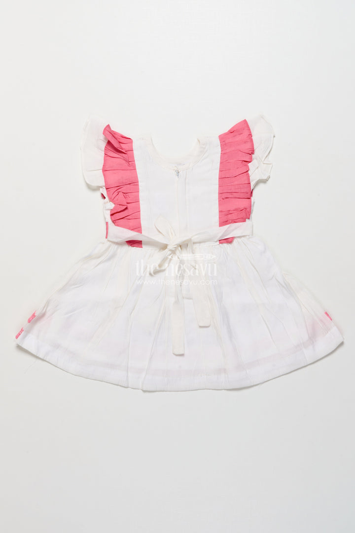 The Nesavu Girls Chanderi Frock Girls Chanderi Cotton Frock with Lamb Embroidery for Birthday Events Nesavu Nesavu girls Chanderi cotton frock lamb embroidery  perfect birthdays parties