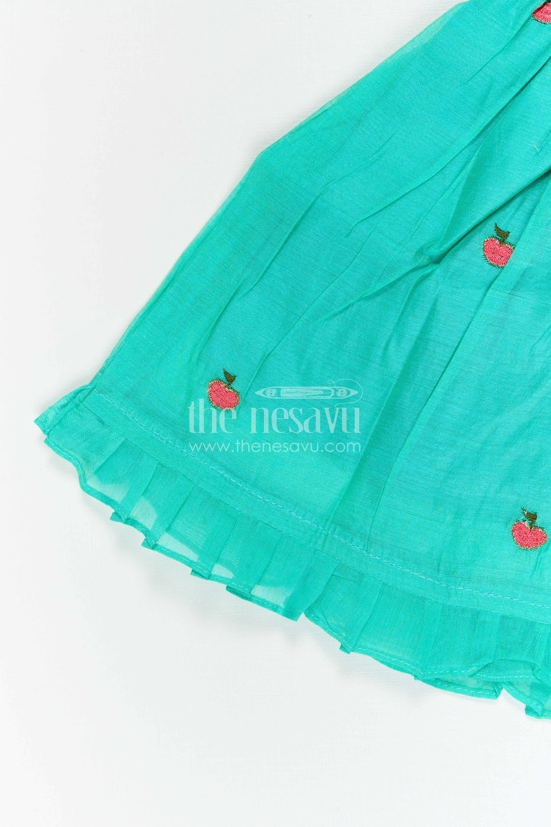 The Nesavu Girls Chanderi Frock Girls Chanderi Frock for Birthdays and Festive Celebrations Nesavu Nesavu Girls Chanderi Cotton Frock With Thread Embroidery For Birthdays And Festive Occasions