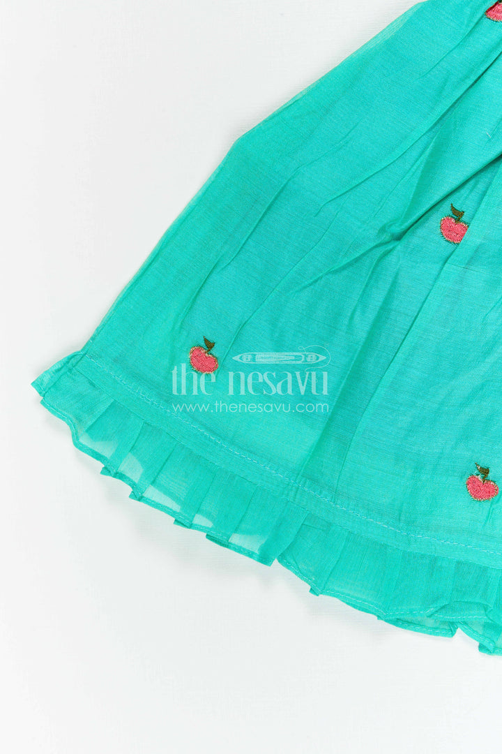 The Nesavu Girls Chanderi Frock Girls Chanderi Frock for Birthdays and Festive Celebrations Nesavu Nesavu Girls Chanderi Cotton Frock With Thread Embroidery For Birthdays And Festive Occasions