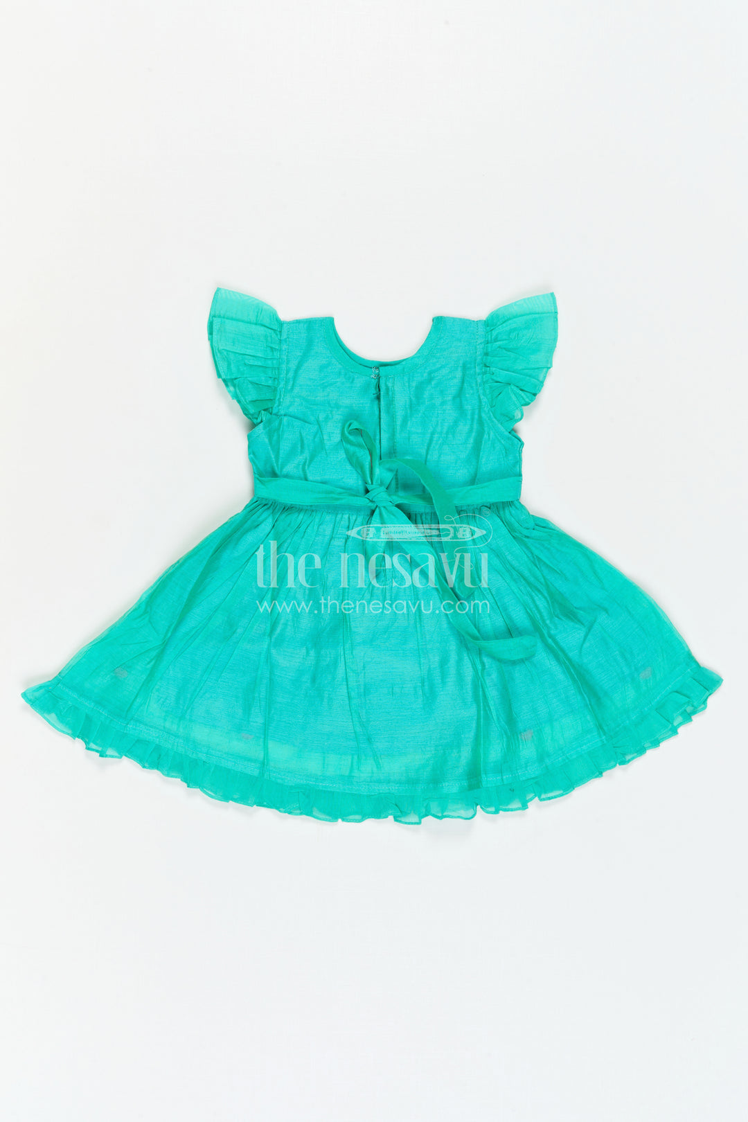 The Nesavu Girls Chanderi Frock Girls Chanderi Frock for Birthdays and Festive Celebrations Nesavu Nesavu Girls Chanderi Cotton Frock With Thread Embroidery For Birthdays And Festive Occasions