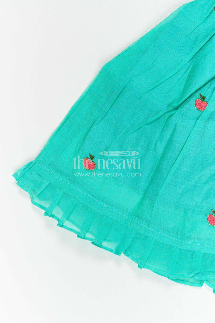 The Nesavu Girls Chanderi Frock Girls Chanderi Frock for Birthdays and Festive Celebrations Nesavu Nesavu Girls Chanderi Cotton Frock With Thread Embroidery For Birthdays And Festive Occasions