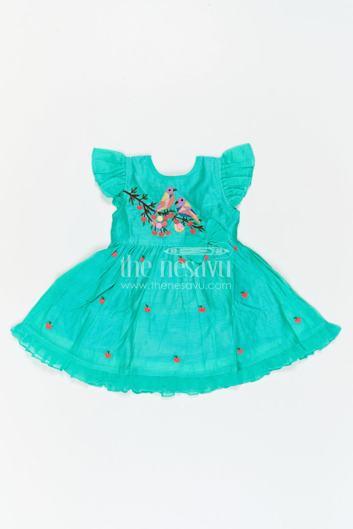 The Nesavu Girls Chanderi Frock Girls Chanderi Frock for Birthdays and Festive Celebrations Nesavu Nesavu Girls Chanderi Cotton Frock With Thread Embroidery For Birthdays And Festive Occasions
