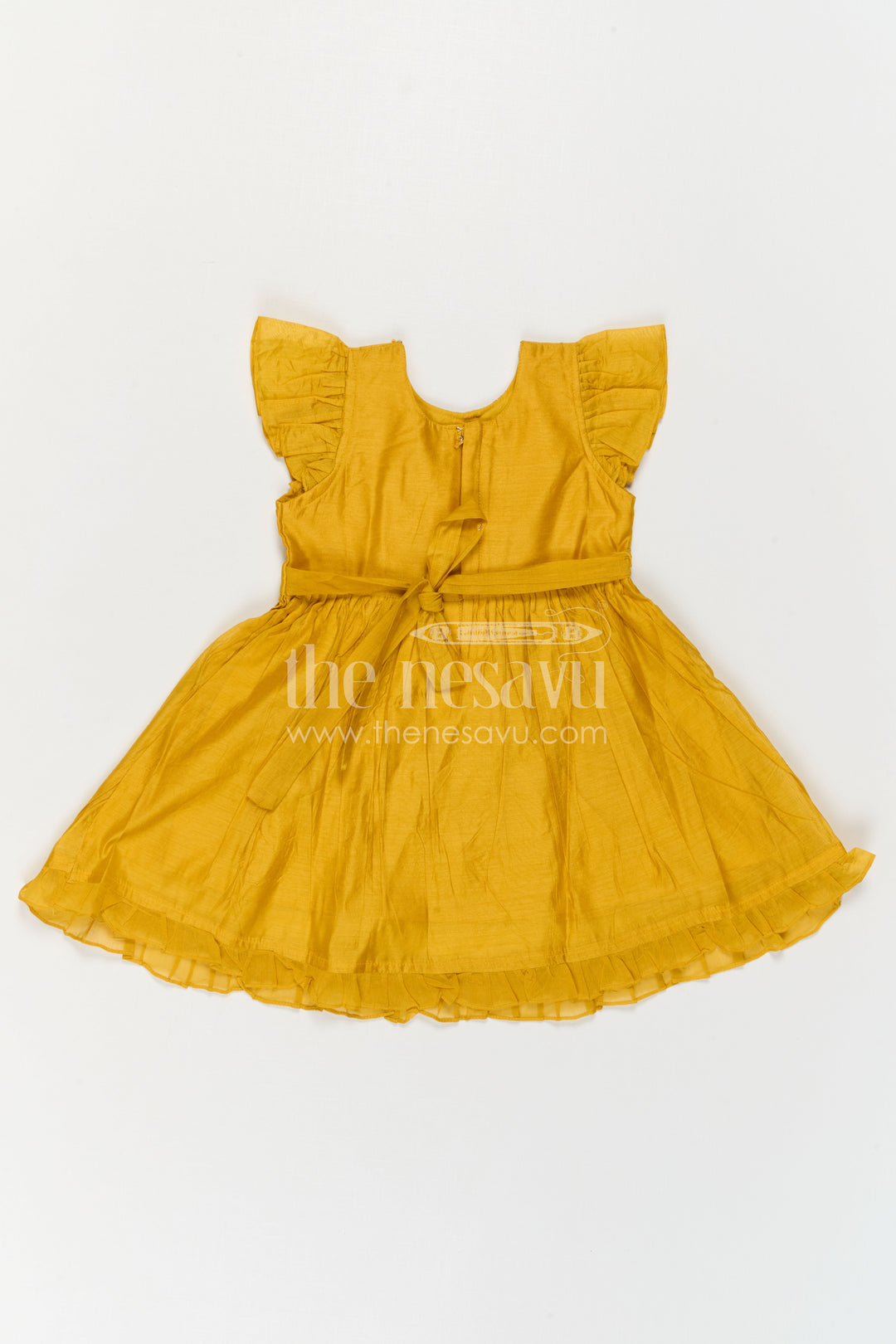 The Nesavu Girls Chanderi Frock Girls Chanderi Frock for Festive Occasions and Functions Nesavu Nesavu Girls Chanderi Frock With Embroidery For Festive Occasions Sleeveless Ethnic Wear