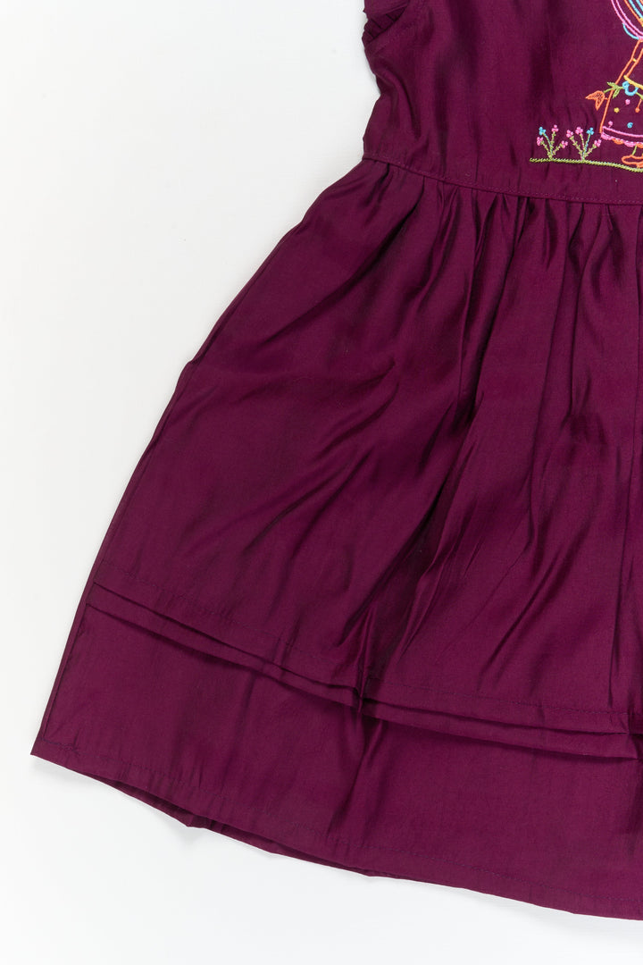 The Nesavu Girls Chanderi Frock Girls Chanderi Frock with Embroidery for Weddings and Festive Occasions Nesavu Nesavu girls Chanderi cotton frock with thread embroidery for weddings and ethnic celebrations