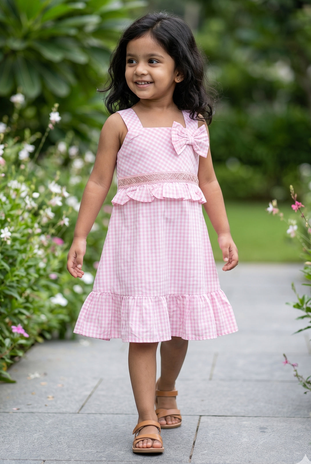 The Nesavu Girls Cotton Frock Girls Checked Frock for Summer Outings and Birthday Fun Nesavu 14 (6M) / Pink / Cotton GFC2259A-14 Nesavu Girls Checked Cotton Frock For Summer Outings And Playful Birthday Celebrations