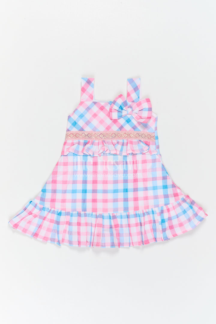 The Nesavu Girls Cotton Frock Girls Checked Frock for Vacations and Casual Celebrations Nesavu Nesavu Girls Checked Cotton Frock For Vacations And Playful Family Outings