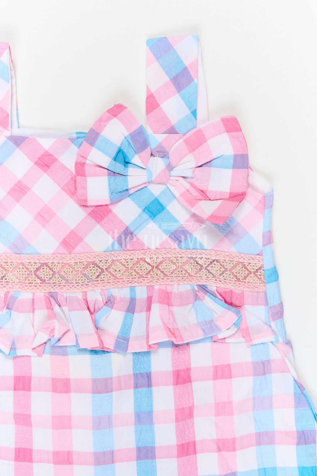 The Nesavu Girls Cotton Frock Girls Checked Frock for Vacations and Casual Celebrations Nesavu Nesavu Girls Checked Cotton Frock For Vacations And Playful Family Outings