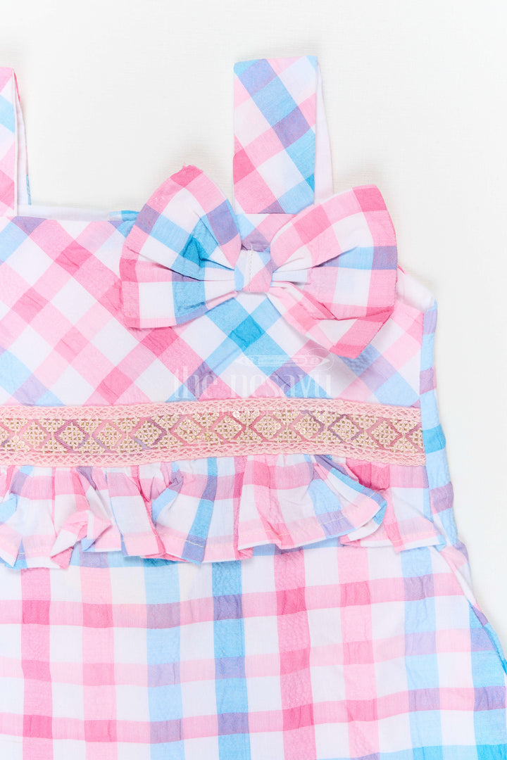 The Nesavu Girls Cotton Frock Girls Checked Frock for Vacations and Casual Celebrations Nesavu Nesavu Girls Checked Cotton Frock For Vacations And Playful Family Outings