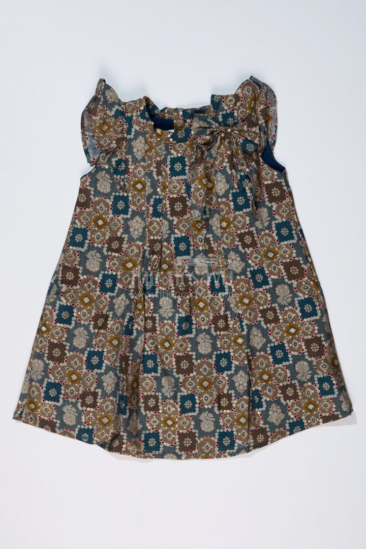 The Nesavu Girls Cotton Frock Girls Chhote Bacchon Ka Frock in Muslin Silk with Pretty Bow and Pleated Flair Nesavu 16 (1Y) / Blue GFC1603B-16 Nesavu Girls Chhote Bacchon Ka Frock Muslin Silk Pretty Bow Pleats