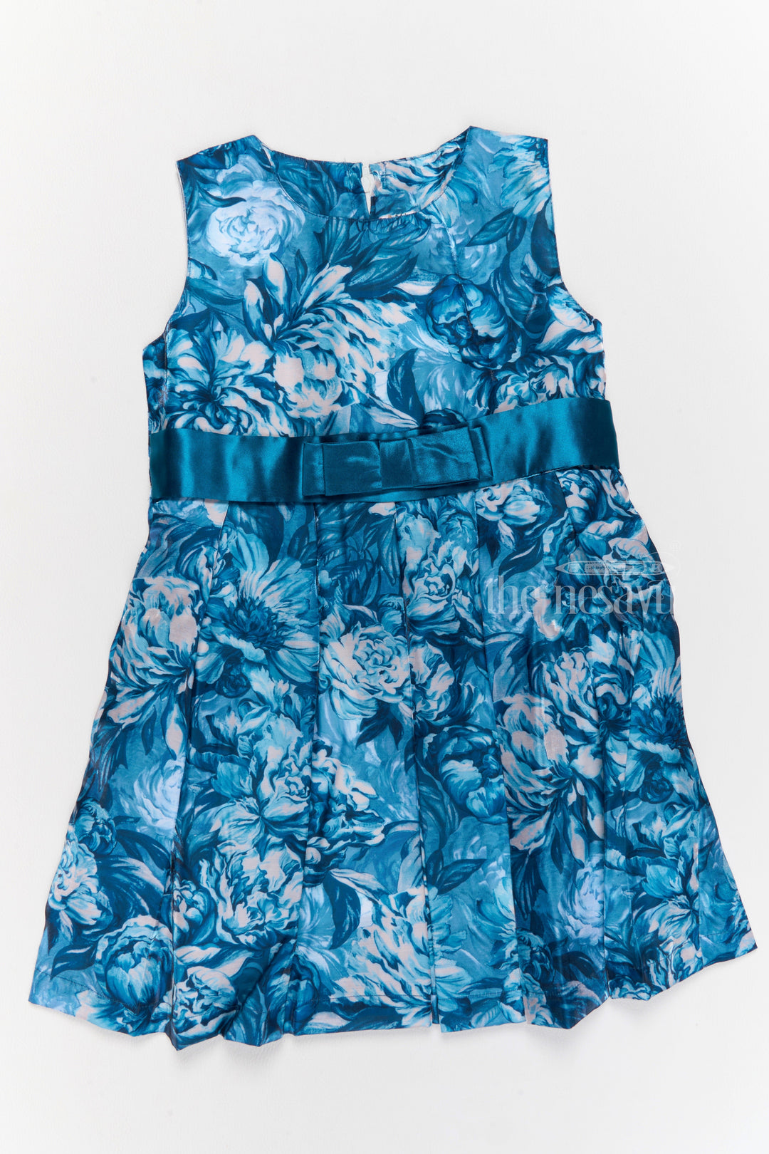 The Nesavu Girls Cotton Frock Girls Chiffon Easter Dress with Blue Floral Satin Skirt and Cropped Shrug Nesavu Girls Chiffon Easter Dress Blue Floral Satin Skirt Cropped Shrug | The Nesavu