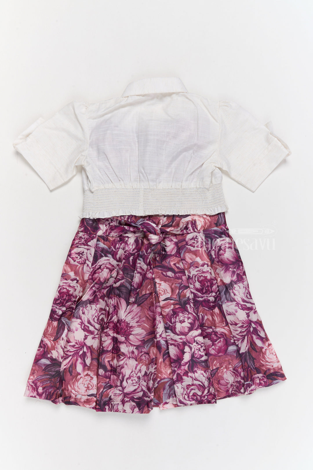 The Nesavu Girls Cotton Frock Girls Chiffon Evening Dress with Floral Satin Skirt and Cropped Shrug Nesavu Girls Chiffon Evening Dress Satin Floral Skirt Cropped Shrug | The Nesavu