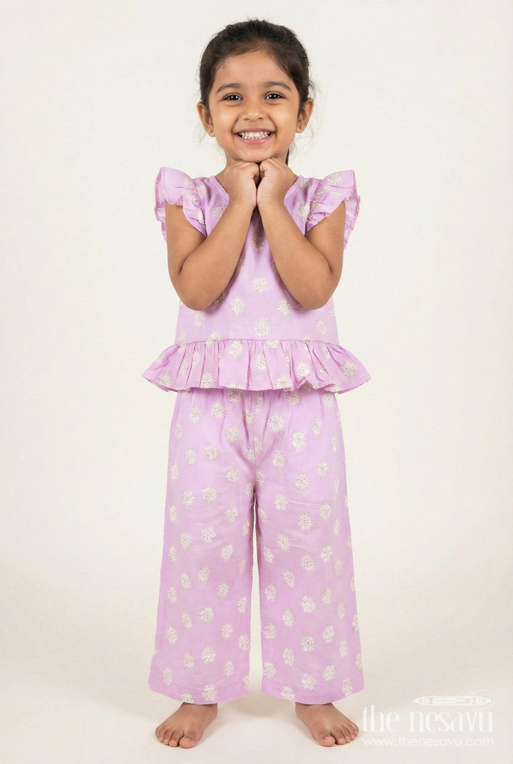 The Nesavu Girls Co-Ord Sets Girls Chikankari Plazo Set for Festive Events and Ethnic Day At School Nesavu 16 (1Y) / Purple GPS794B-16 Nesavu girls cotton chikankari plazo set  perfect ethnic school days festive wear
