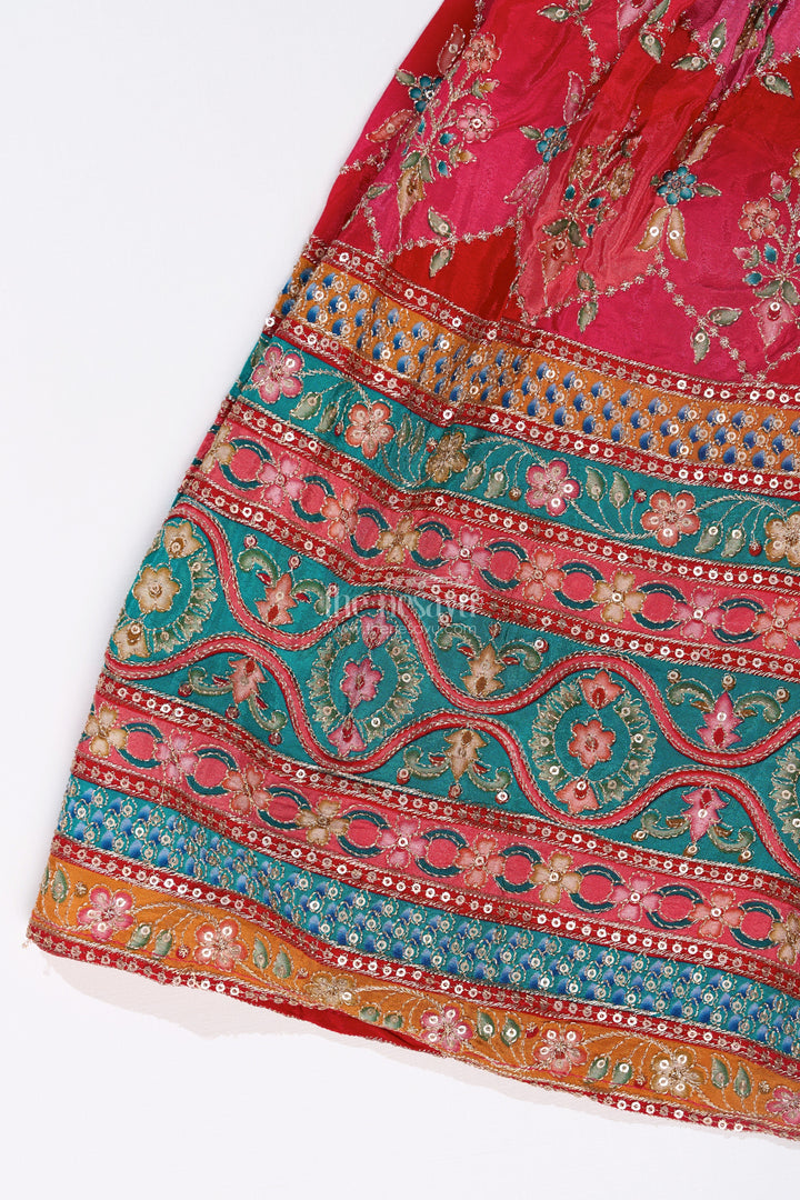 The Nesavu Girls Lehenga Choli Girls Choli with Placement Print and Embroidery Featuring a Flared Lehenga for Special Occasions Nesavu Girls Choli Placement Print Embroidery Paired Flared Lehenga Weddings | The Nesavu
