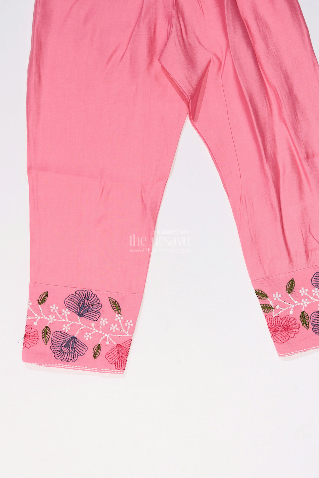 The Nesavu Girls Churidar Sets Girls Churidar Plazo Set with Floral Embroidery and Flowy Dupatta for a Graceful Ethnic Look Nesavu Girls Churidar Plazo Set Floral Embroidery Ombre Dupatta | The Nesavu