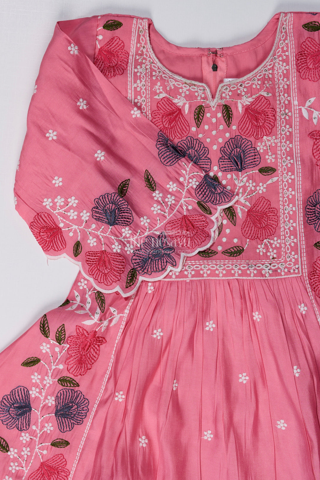 The Nesavu Girls Churidar Sets Girls Churidar Plazo Set with Floral Embroidery and Flowy Dupatta for a Graceful Ethnic Look Nesavu Girls Churidar Plazo Set Floral Embroidery Ombre Dupatta | The Nesavu