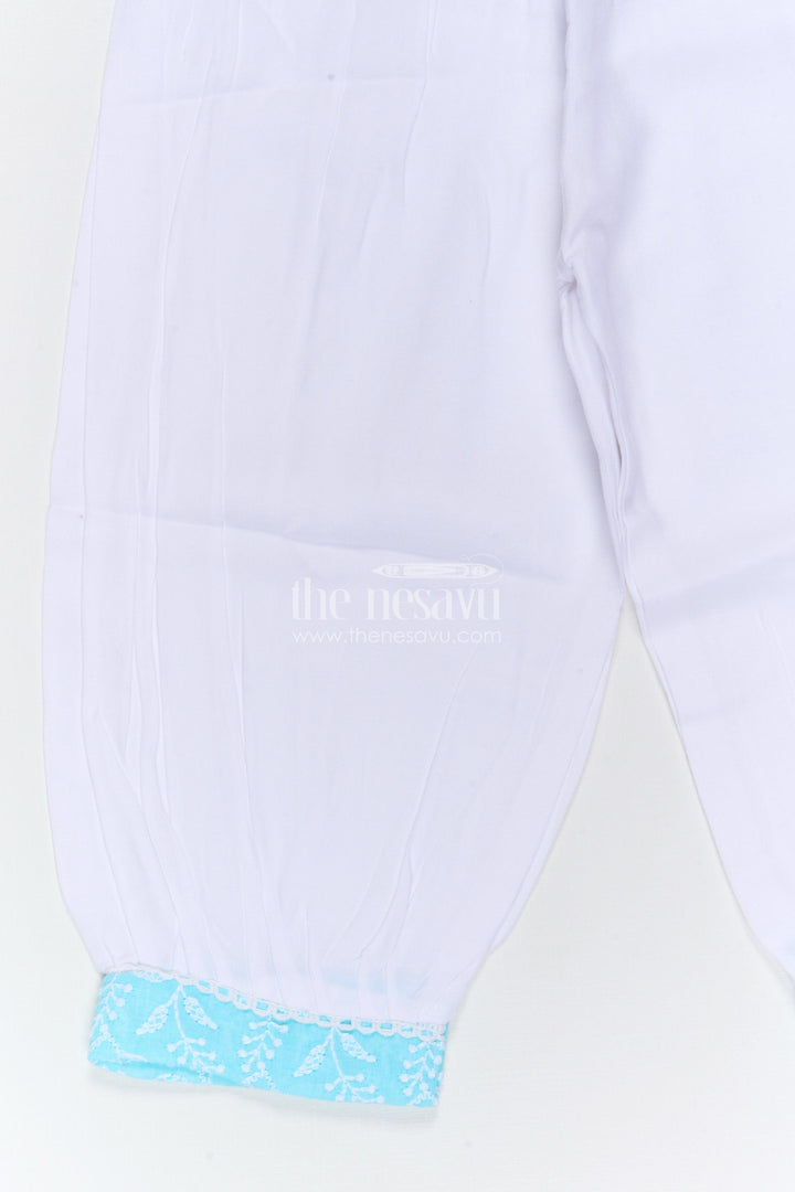 The Nesavu Girls Churidar Sets Girls Churidar Set for Festive Occasions and Family Gatherings Nesavu Nesavu girls cotton churidar set with thread embroidery for festive wear