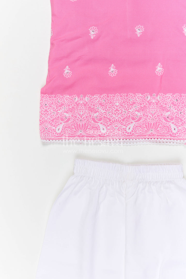 The Nesavu Girls Churidar Sets Girls Churidar Set for Festive Outings and Family Functions Nesavu Nesavu girls cotton churidar set for festive outings and family functions with thread embroidery