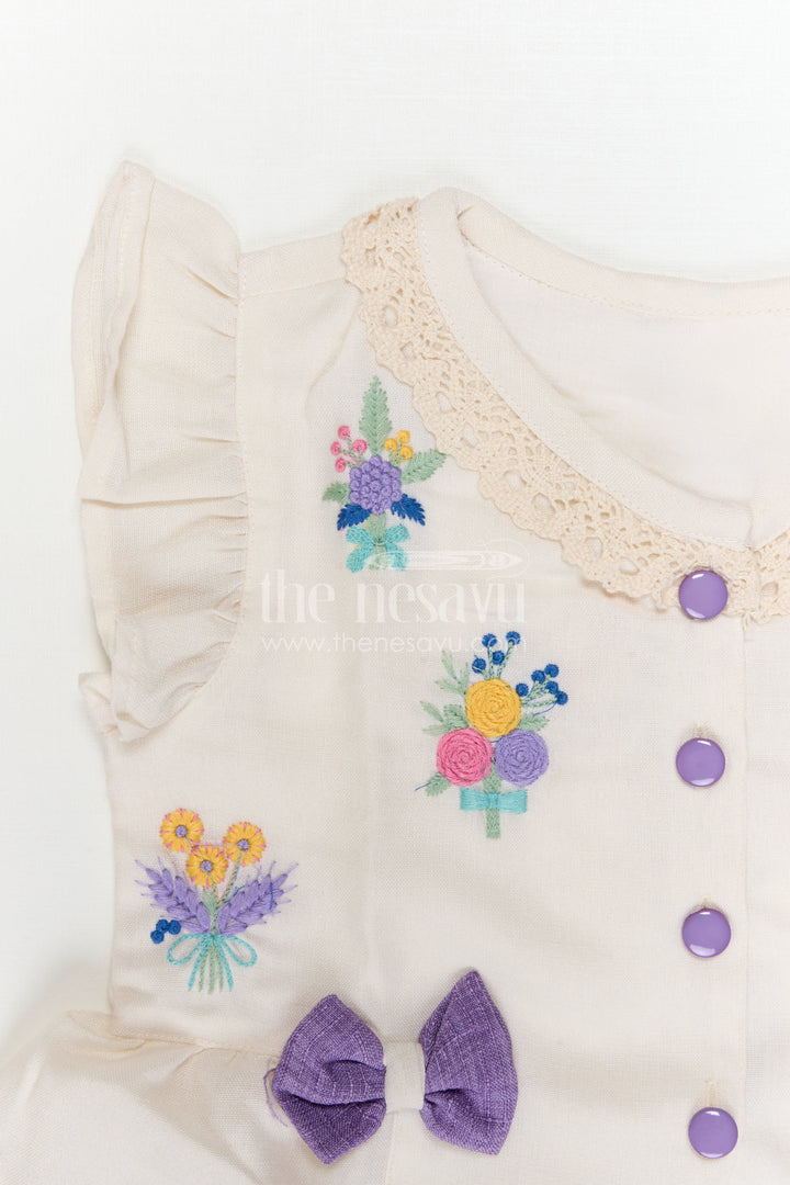 The Nesavu Girls Co-Ord Sets Girls Co Ord Outfit for Festive Occasions and Casual Wear Nesavu Nesavu Girls Cotton Blend Co Ord Outfit With Thread Embroidery For Festive Occasions And Daily Wear