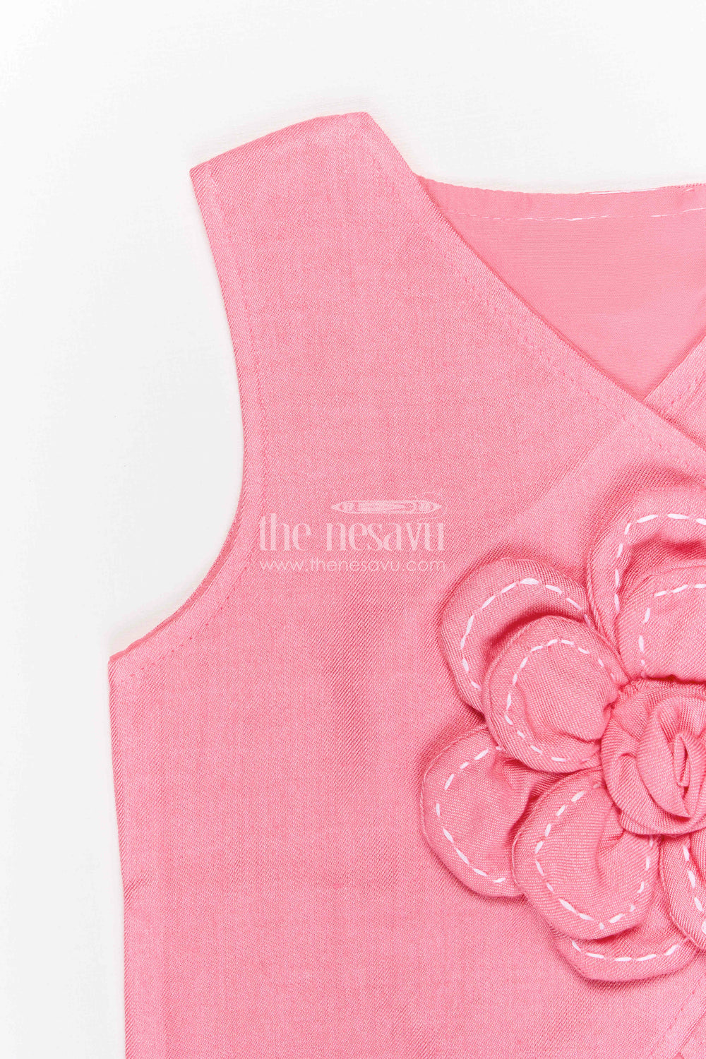 The Nesavu Girls Co-Ord Sets Girls Co Ord Set for Casual Outings and Birthday Wear Nesavu Nesavu girls cotton co ord set with floral applique for casual wear