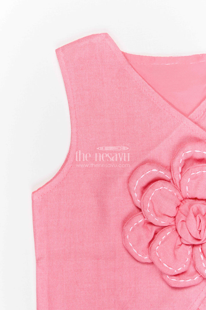 The Nesavu Girls Co-Ord Sets Girls Co Ord Set for Casual Outings and Birthday Wear Nesavu Nesavu girls cotton co ord set with floral applique for casual wear