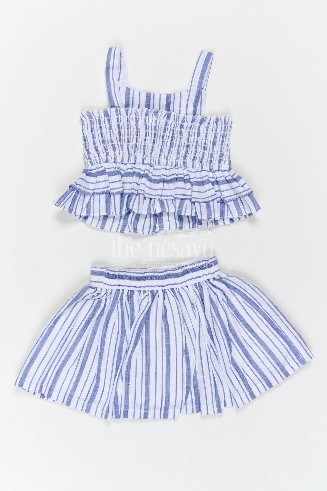The Nesavu Girls Co-Ord Sets Girls Co Ord Set for Daily Wear and Casual Outings Nesavu Nesavu Girls Co Ord Set Cotton Striped Design For Daily Wear Sleeveless Casual Outfit