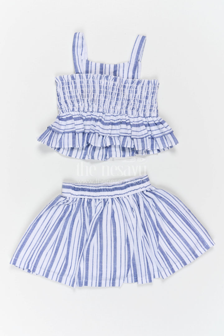 The Nesavu Girls Co-Ord Sets Girls Co Ord Set for Daily Wear and Casual Outings Nesavu Nesavu Girls Co Ord Set Cotton Striped Design For Daily Wear Sleeveless Casual Outfit