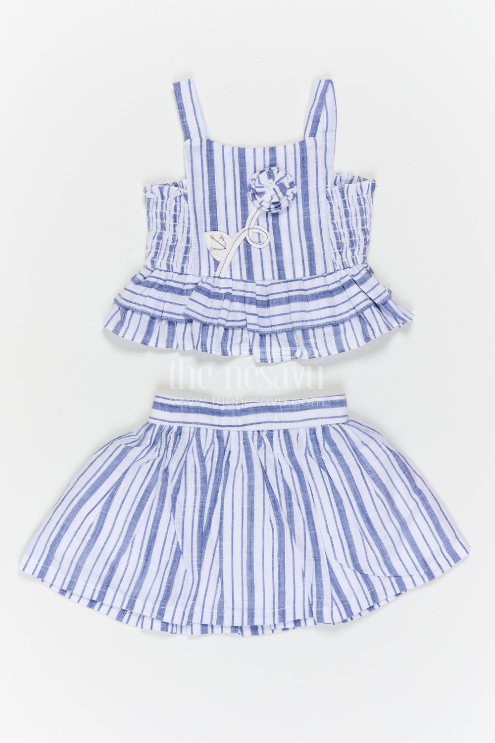 The Nesavu Girls Co-Ord Sets Girls Co Ord Set for Daily Wear and Casual Outings Nesavu Nesavu Girls Co Ord Set Cotton Striped Design For Daily Wear Sleeveless Casual Outfit