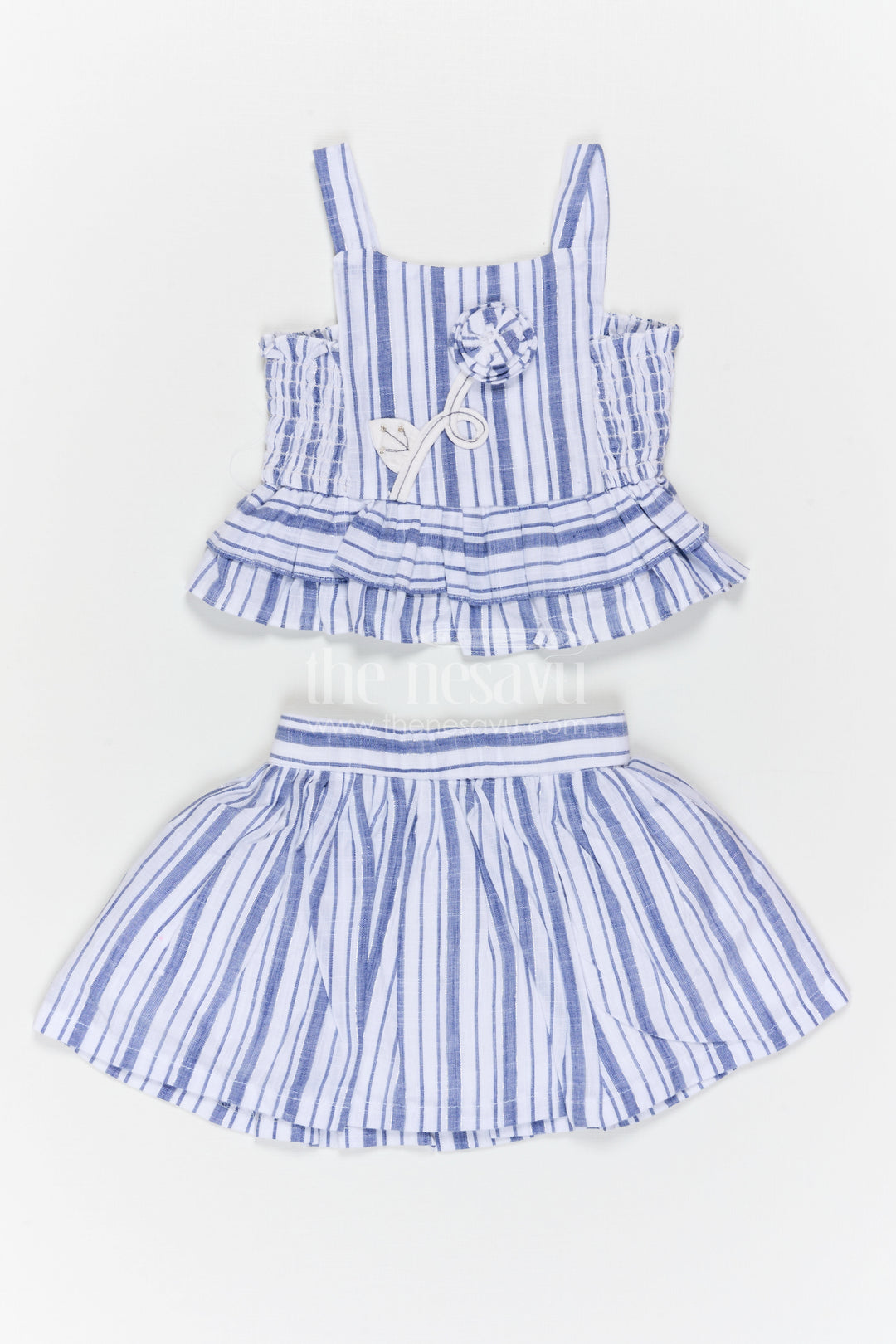 The Nesavu Girls Co-Ord Sets Girls Co Ord Set for Daily Wear and Casual Outings Nesavu Nesavu Girls Co Ord Set Cotton Striped Design For Daily Wear Sleeveless Casual Outfit