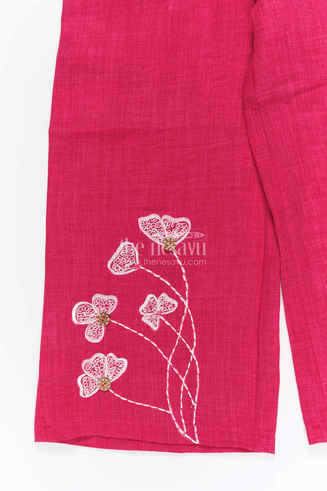 The Nesavu Girls Co-Ord Sets Girls Co Ord Set for Festive Outings and Family Gatherings Nesavu Nesavu girls cotton co ord set with thread embroidery for festive wear