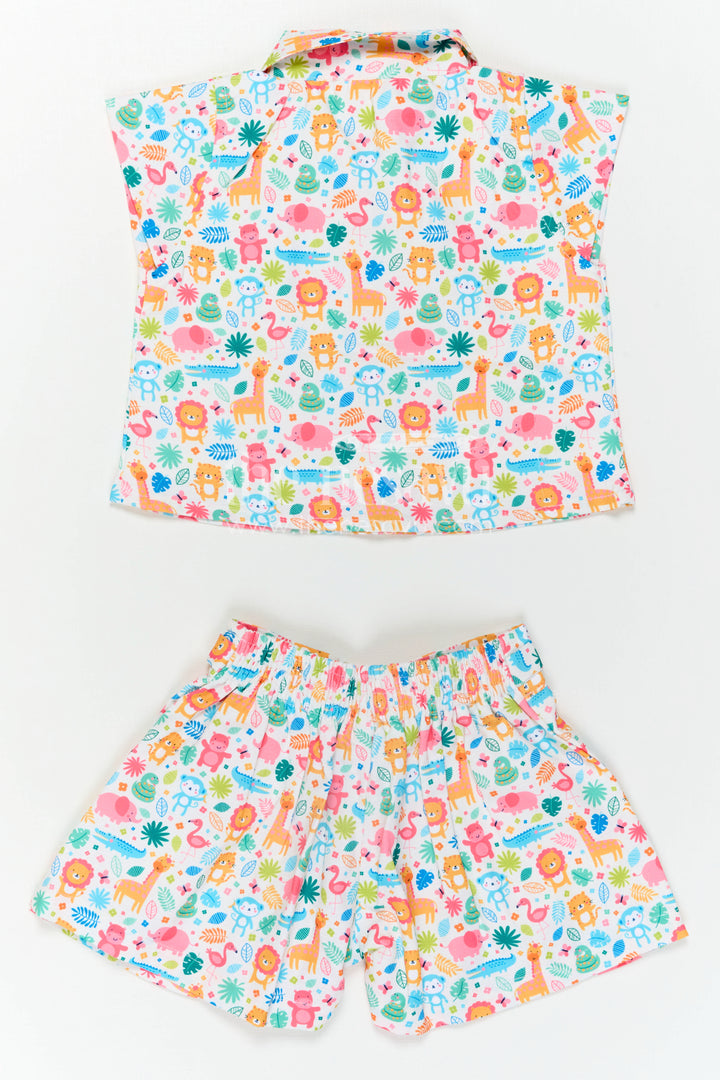 The Nesavu Girls Casual Set Girls Co Ord Set for Playdates and Fun Summer Outings Nesavu Nesavu Girls Cotton Co Ord Set For Playdates And Summer Outings With Animal Digital Print Casual Wear