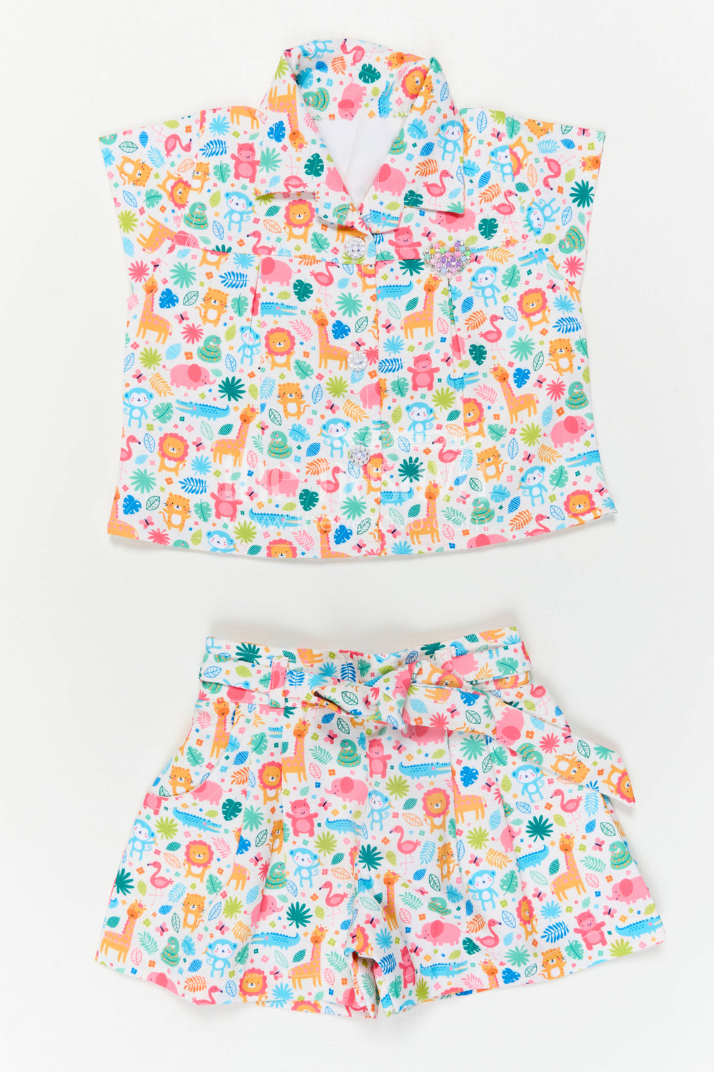 The Nesavu Girls Casual Set Girls Co Ord Set for Playdates and Fun Summer Outings Nesavu Nesavu Girls Cotton Co Ord Set For Playdates And Summer Outings With Animal Digital Print Casual Wear